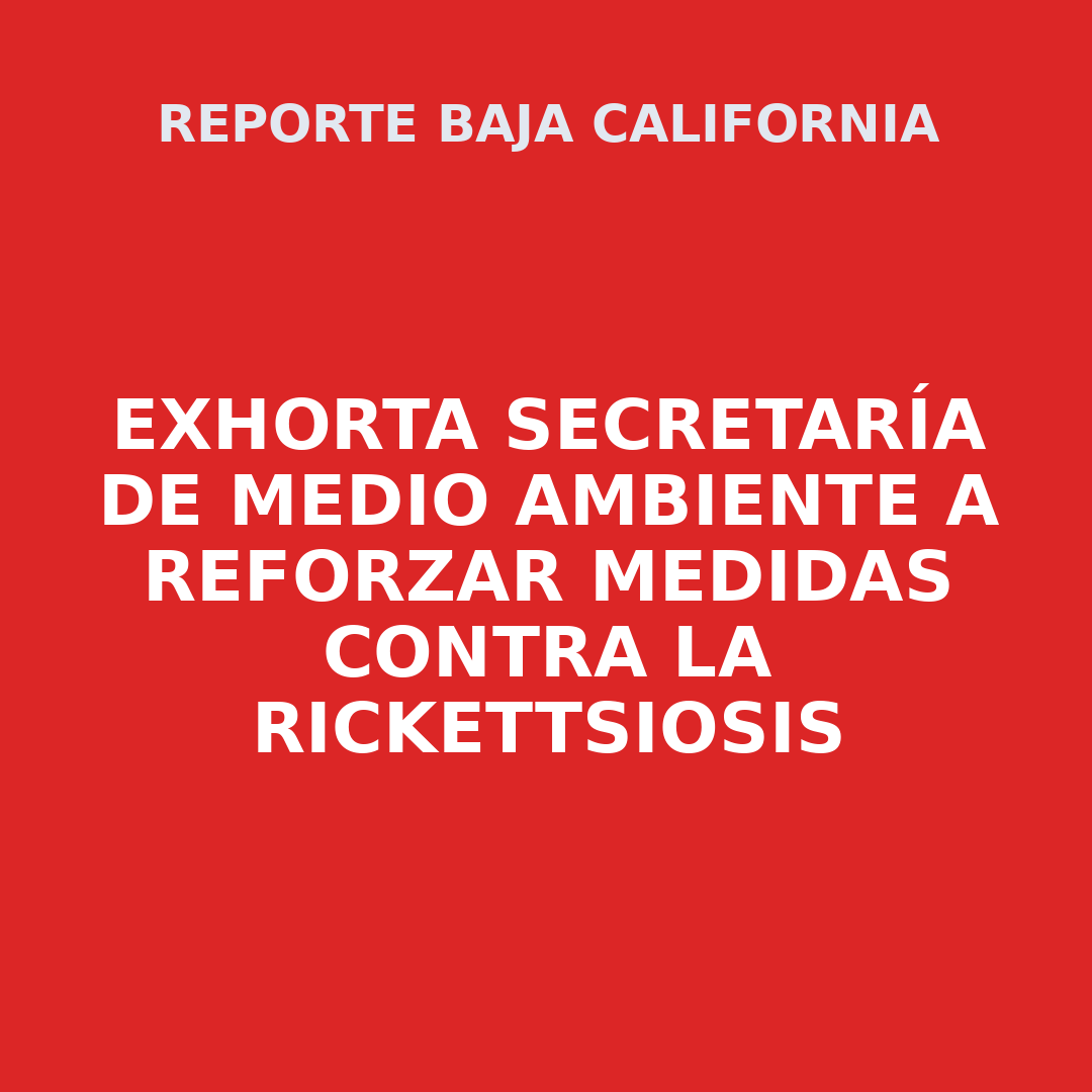 EXHORTA SECRETARÍA DE MEDIO AMBIENTE A REFORZAR MEDIDAS CONTRA LA RICKETTSIOSIS