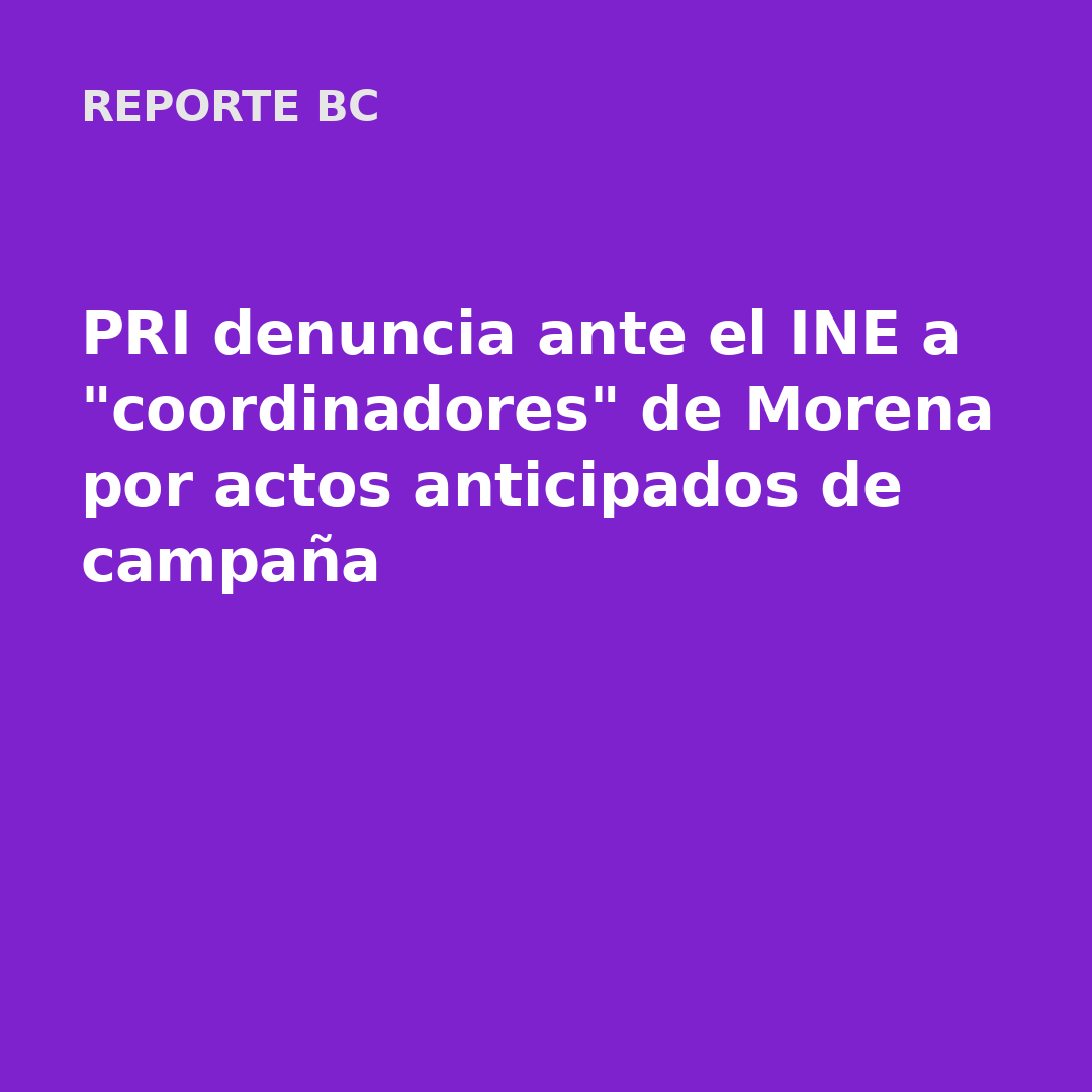 PRI denuncia ante el INE a "coordinadores" de Morena por actos anticipados de campaña