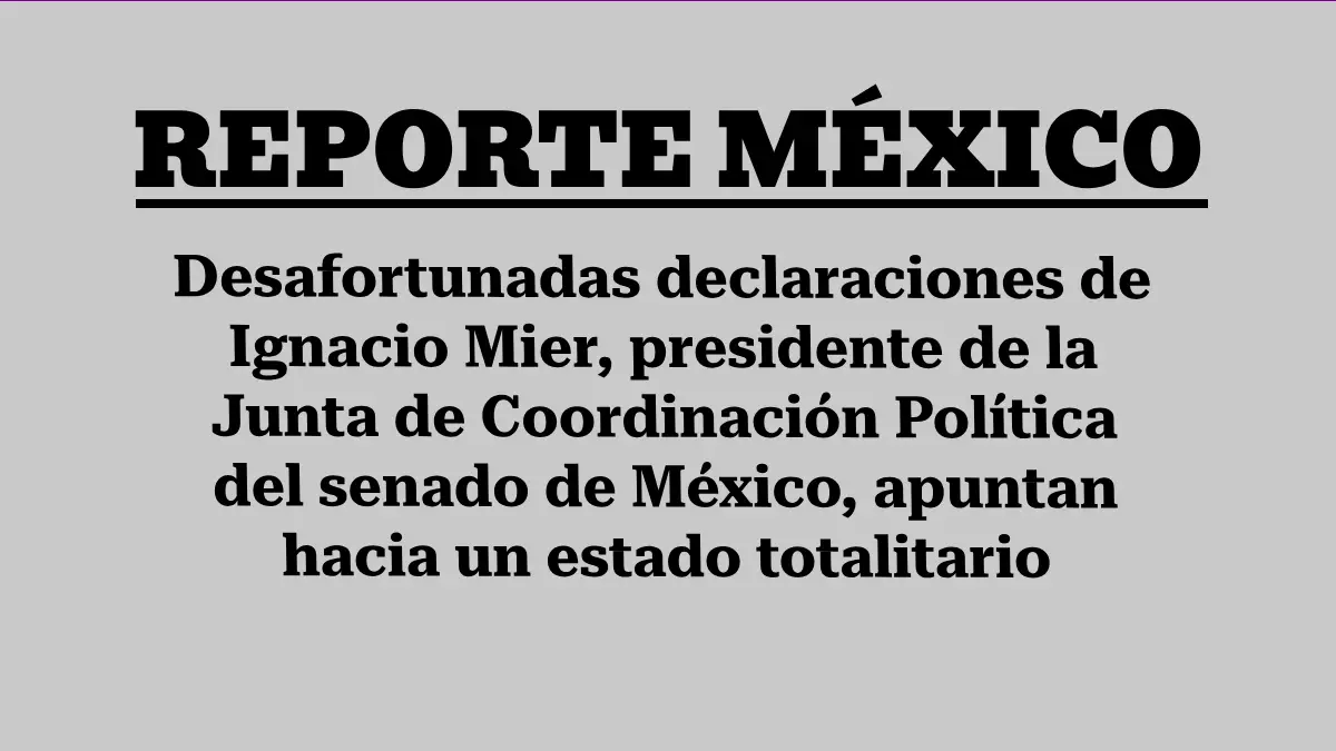 Desafortunadas declaraciones de Ignacio Mier, presidente de la Junta de Coordinación Política del senado de México, apuntan hacia un estado totalitario