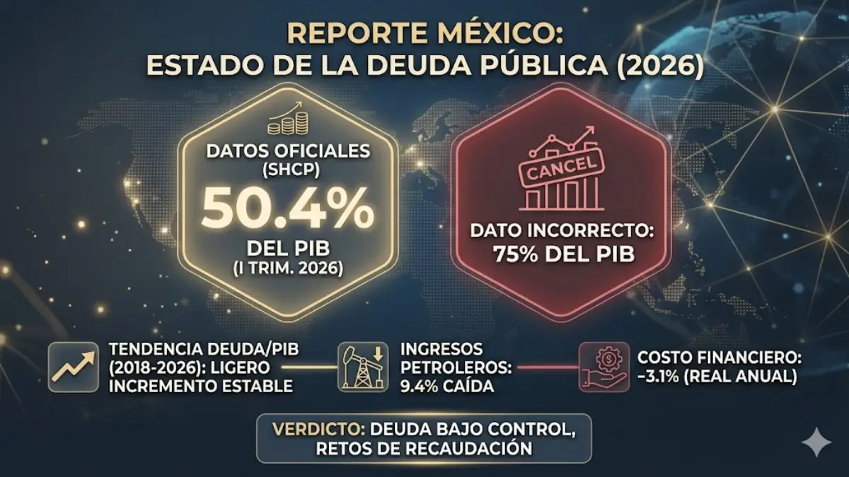 FINANZAS BAJO LA LUPA: LA DEUDA PÚBLICA DE MÉXICO SE MANTIENE EN EL 50.4 % DEL PIB AL CIERRE DEL PRIMER TRIMESTRE DE 2026