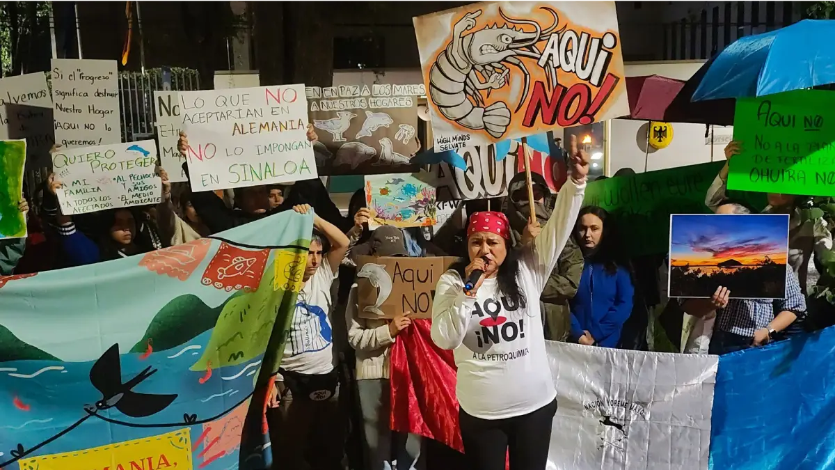 Aquí no”: defensores mayo-yoreme protestan frente a embajada de Alemania contra planta de amoníaco en Topolobampo