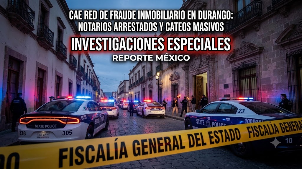 DURANGO: Cae red de fraude inmobiliario: arrestan a dos notarios públicos y ejecutan cateos masivos